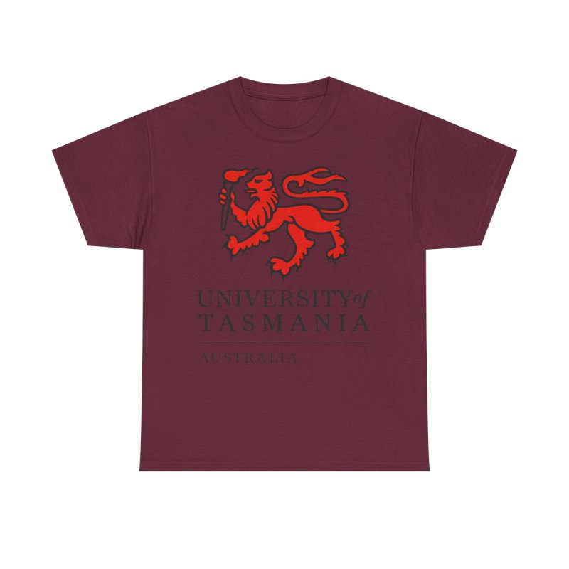University of Tasmania T-Shirt | UTAS Australia Collegiate Tee | Red Lion Varsity Graphic Shirt | Tasmania Academic Heritage Unisex Top