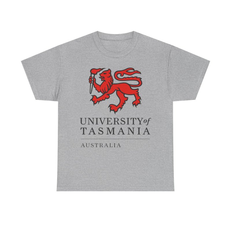 University of Tasmania T-Shirt | UTAS Australia Collegiate Tee | Red Lion Varsity Graphic Shirt | Tasmania Academic Heritage Unisex Top
