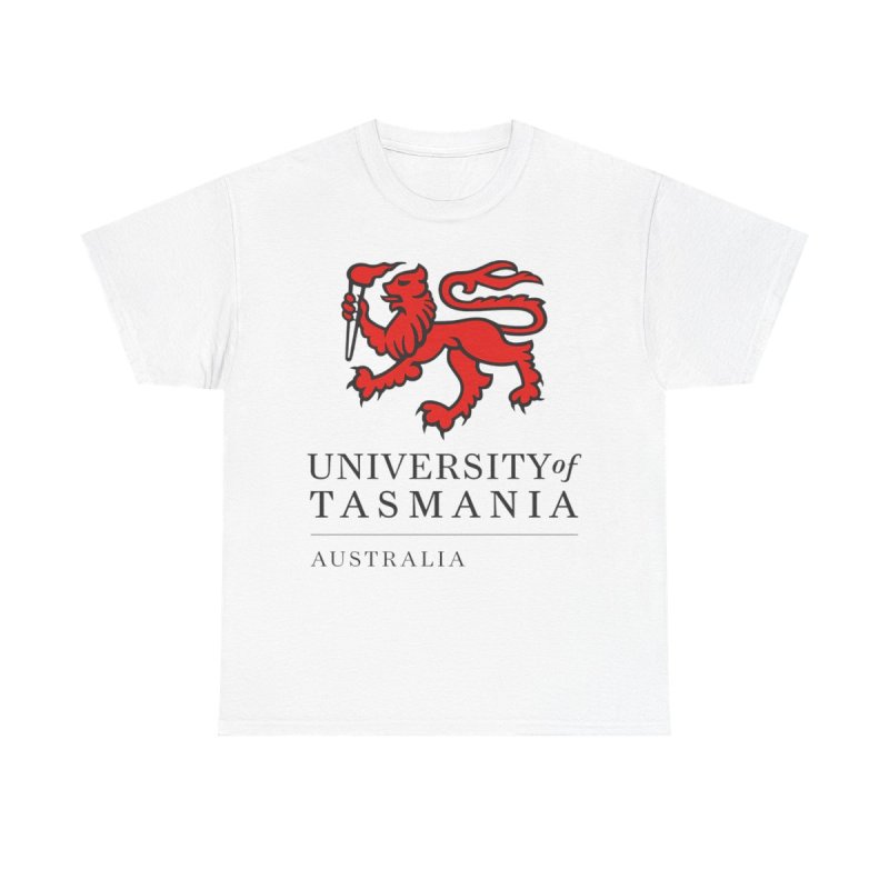 University of Tasmania T-Shirt | UTAS Australia Collegiate Tee | Red Lion Varsity Graphic Shirt | Tasmania Academic Heritage Unisex Top