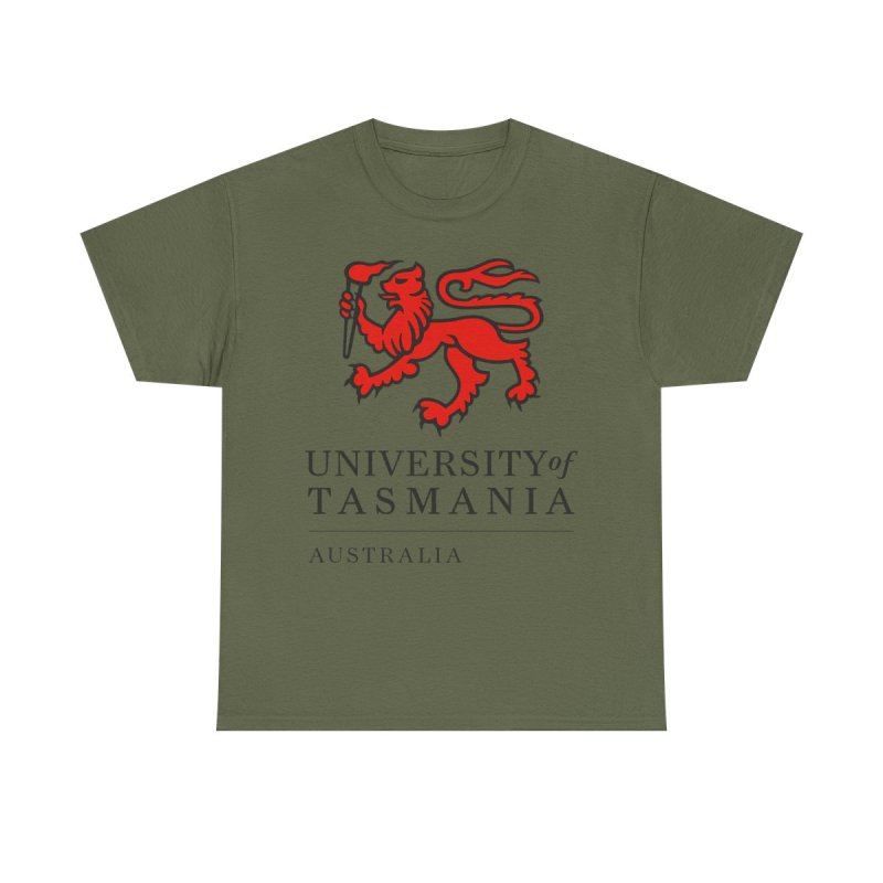 University of Tasmania T-Shirt | UTAS Australia Collegiate Tee | Red Lion Varsity Graphic Shirt | Tasmania Academic Heritage Unisex Top