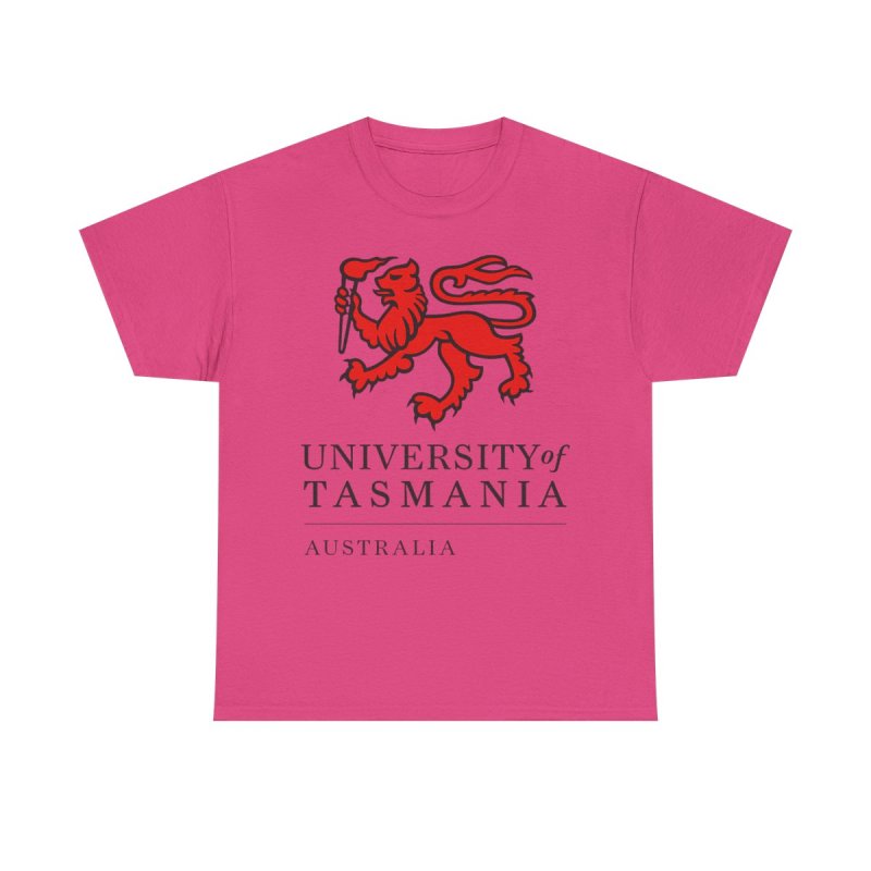 University of Tasmania T-Shirt | UTAS Australia Collegiate Tee | Red Lion Varsity Graphic Shirt | Tasmania Academic Heritage Unisex Top
