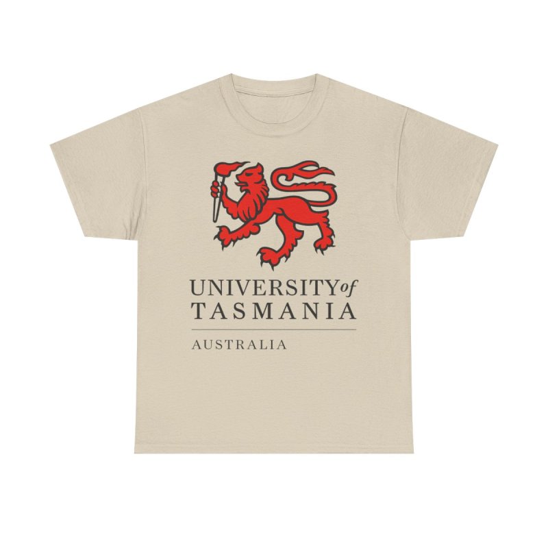 University of Tasmania T-Shirt | UTAS Australia Collegiate Tee | Red Lion Varsity Graphic Shirt | Tasmania Academic Heritage Unisex Top