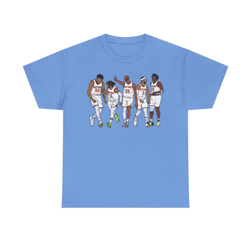 New York Knicks Players Lineup Heavy Cotton Tee | Minimalist Faceless Vector Basketball Graphic T-Shirt