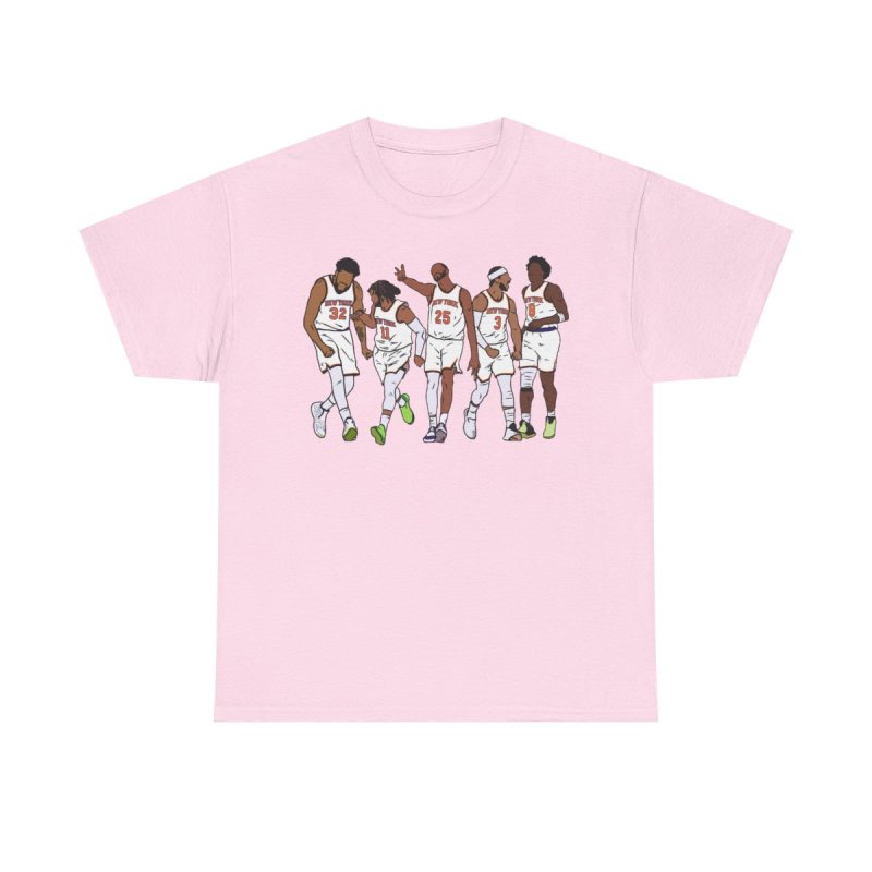 New York Knicks Players Lineup Heavy Cotton Tee | Minimalist Faceless Vector Basketball Graphic T-Shirt