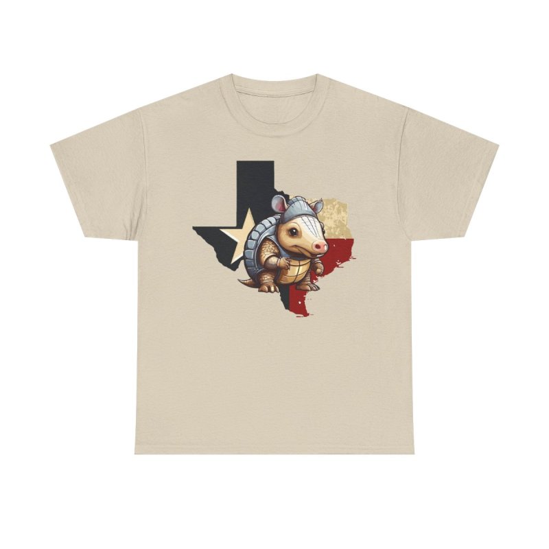 Texas Armadillo T-Shirt | Cute Cartoon Armadillo Tee | Lone Star State Map Graphic Shirt | Texas Flag Colors Apparel