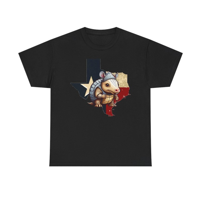 Texas Armadillo T-Shirt | Cute Cartoon Armadillo Tee | Lone Star State Map Graphic Shirt | Texas Flag Colors Apparel