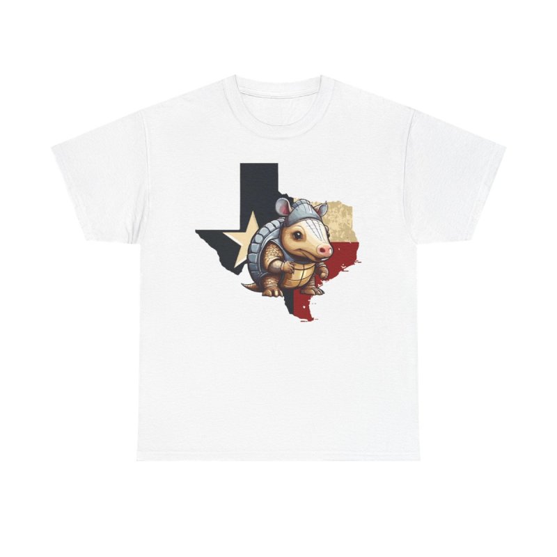 Texas Armadillo T-Shirt | Cute Cartoon Armadillo Tee | Lone Star State Map Graphic Shirt | Texas Flag Colors Apparel