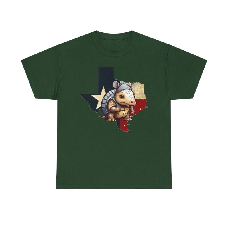 Texas Armadillo T-Shirt | Cute Cartoon Armadillo Tee | Lone Star State Map Graphic Shirt | Texas Flag Colors Apparel