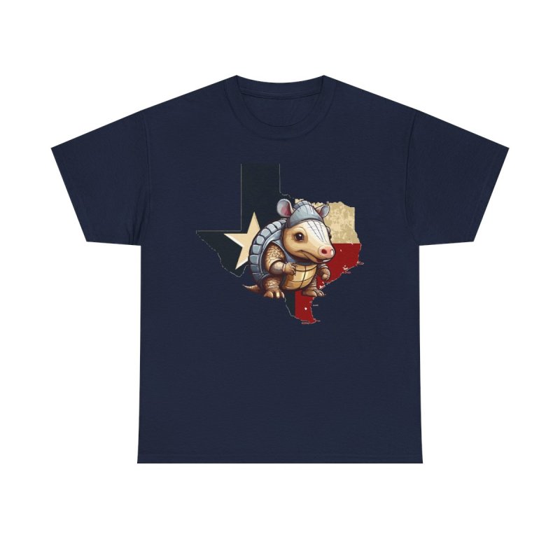 Texas Armadillo T-Shirt | Cute Cartoon Armadillo Tee | Lone Star State Map Graphic Shirt | Texas Flag Colors Apparel