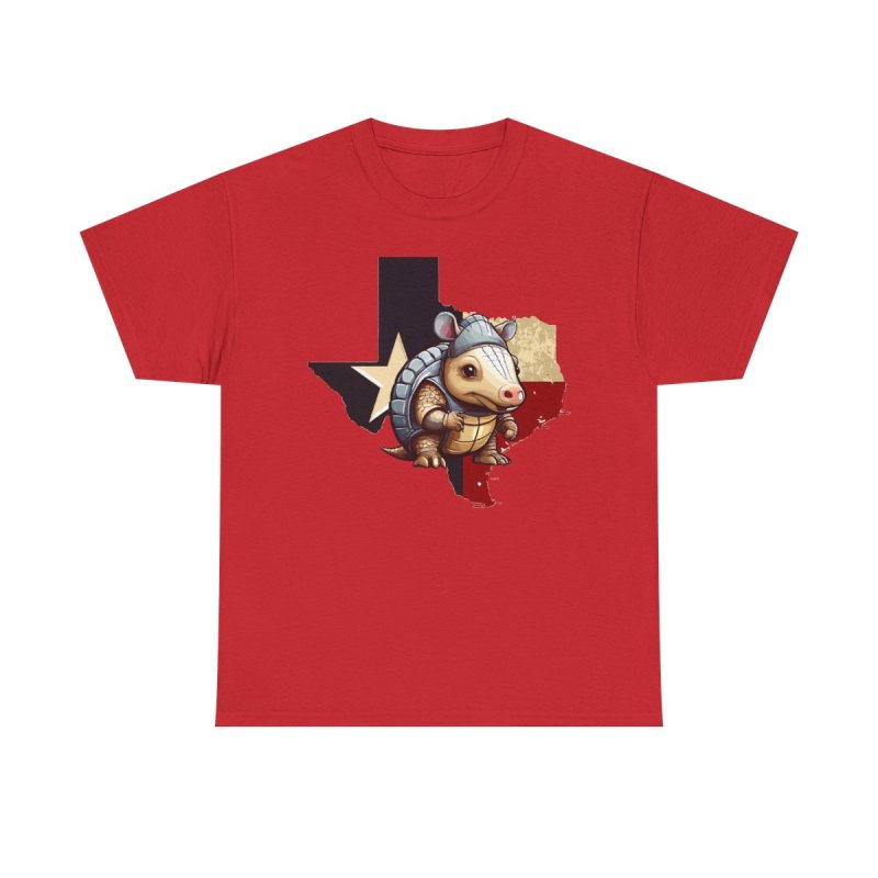 Texas Armadillo T-Shirt | Cute Cartoon Armadillo Tee | Lone Star State Map Graphic Shirt | Texas Flag Colors Apparel