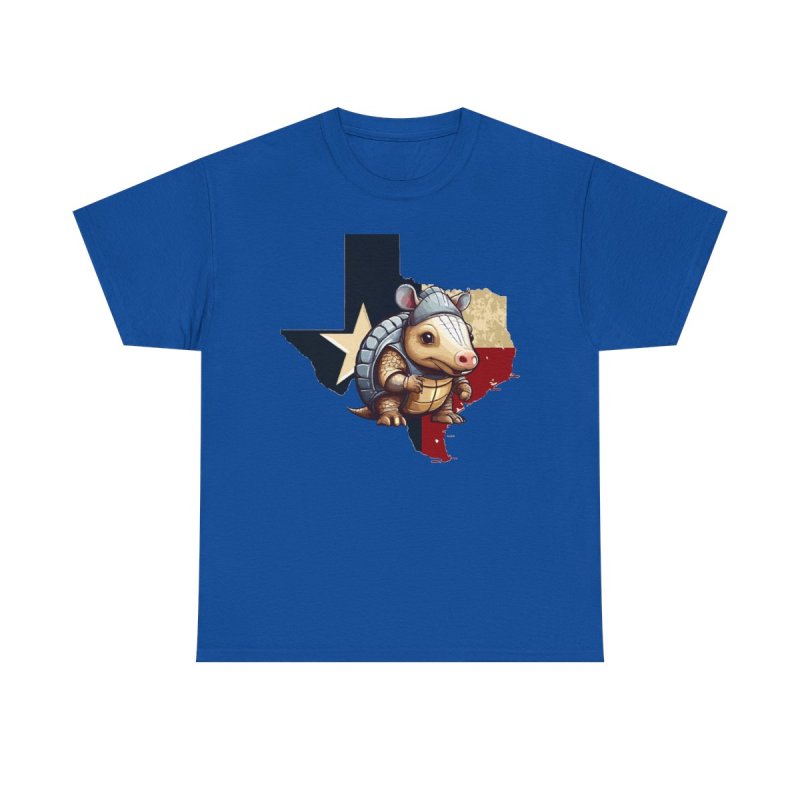 Texas Armadillo T-Shirt | Cute Cartoon Armadillo Tee | Lone Star State Map Graphic Shirt | Texas Flag Colors Apparel