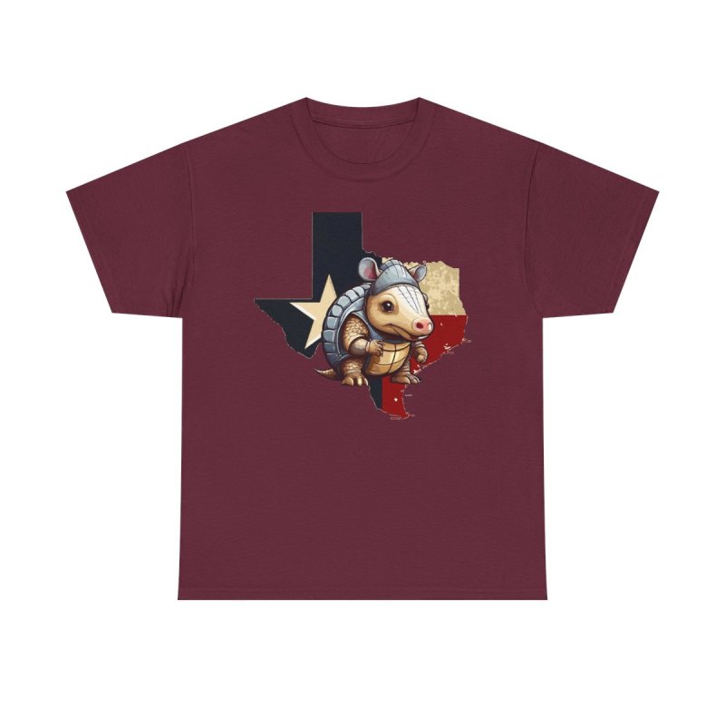 Texas Armadillo T-Shirt | Cute Cartoon Armadillo Tee | Lone Star State Map Graphic Shirt | Texas Flag Colors Apparel