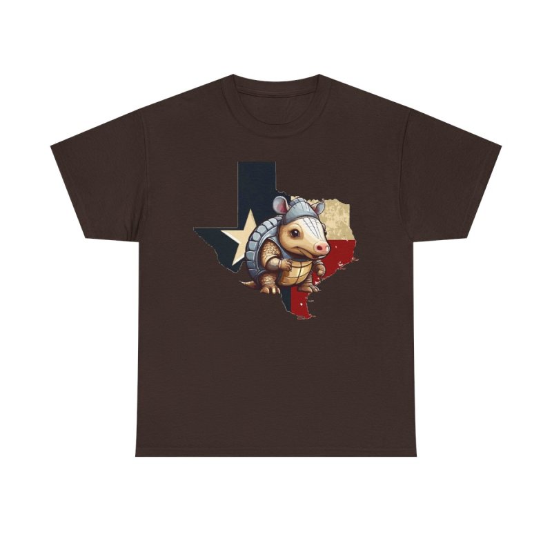 Texas Armadillo T-Shirt | Cute Cartoon Armadillo Tee | Lone Star State Map Graphic Shirt | Texas Flag Colors Apparel