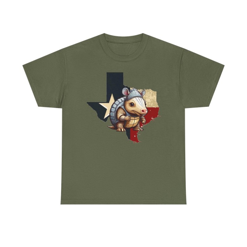 Texas Armadillo T-Shirt | Cute Cartoon Armadillo Tee | Lone Star State Map Graphic Shirt | Texas Flag Colors Apparel