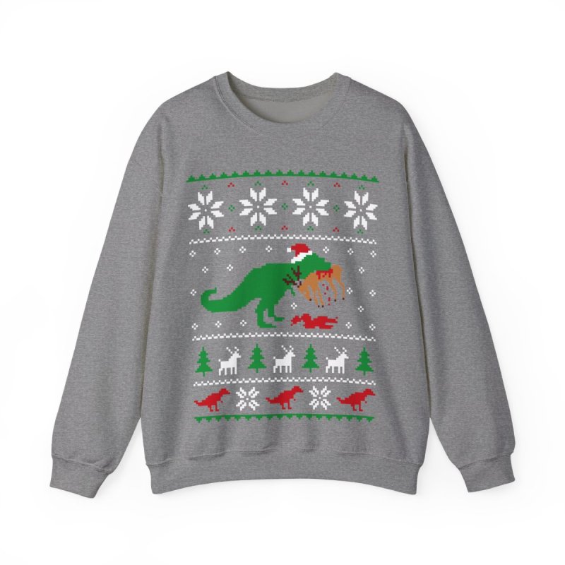 Rawr-y Christmas! Dinosaur Ugly Christmas Sweatshirt | Funny Dino Holiday Gear