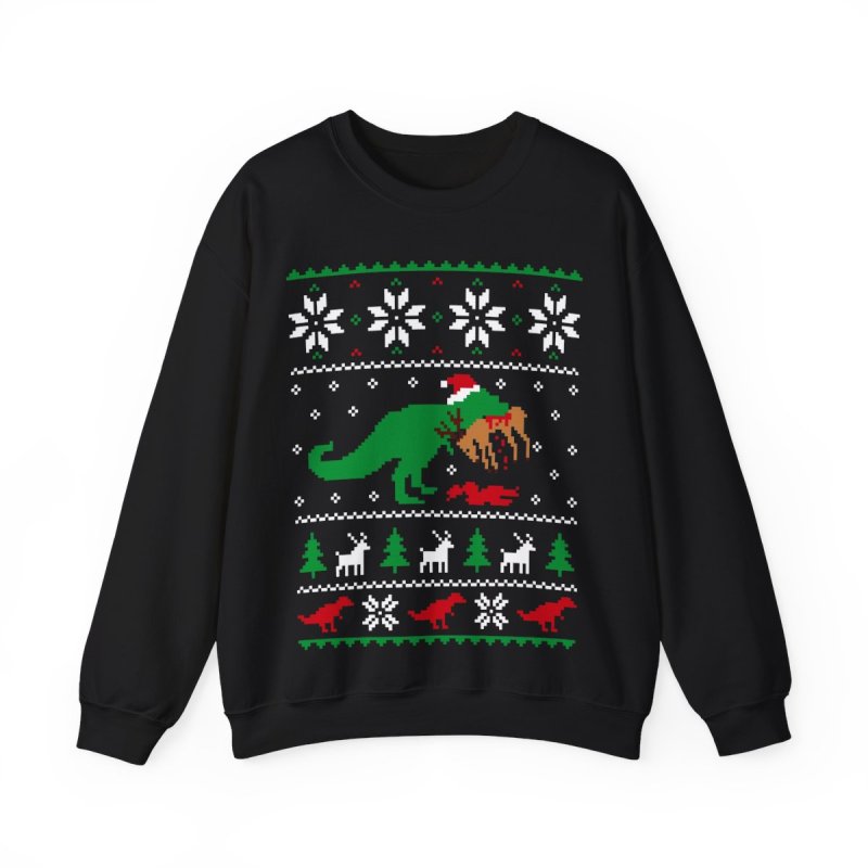 Rawr-y Christmas! Dinosaur Ugly Christmas Sweatshirt | Funny Dino Holiday Gear