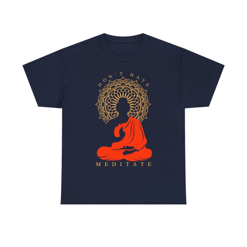Don't Hate Meditate T-Shirt | Buddha Silhouette Graphic Tee | Zen Mandala Meditation Apparel