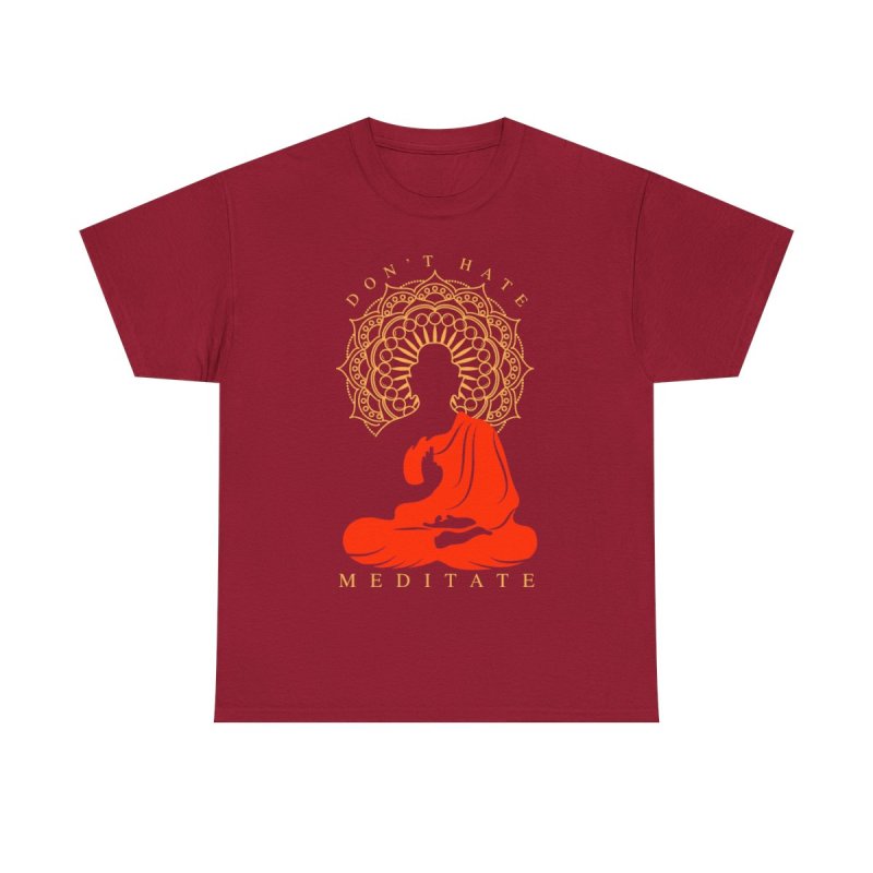 Don't Hate Meditate T-Shirt | Buddha Silhouette Graphic Tee | Zen Mandala Meditation Apparel
