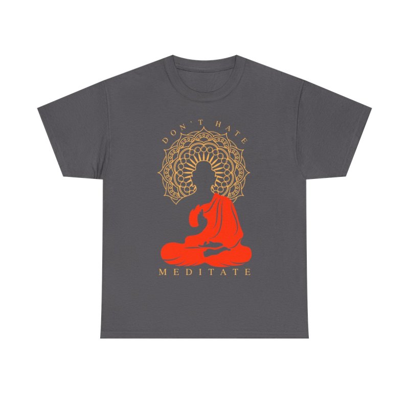 Don't Hate Meditate T-Shirt | Buddha Silhouette Graphic Tee | Zen Mandala Meditation Apparel