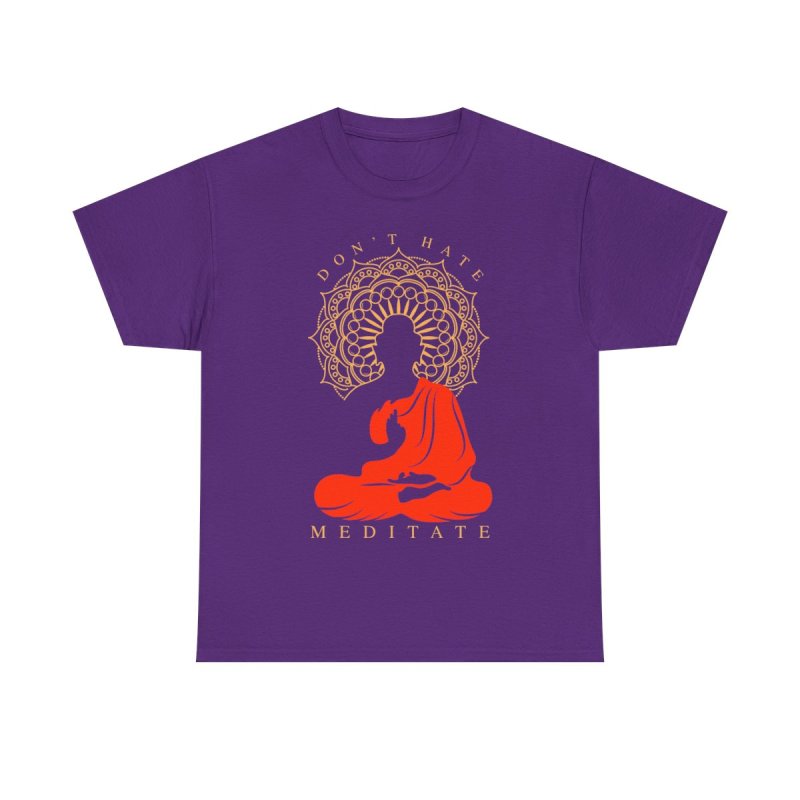 Don't Hate Meditate T-Shirt | Buddha Silhouette Graphic Tee | Zen Mandala Meditation Apparel