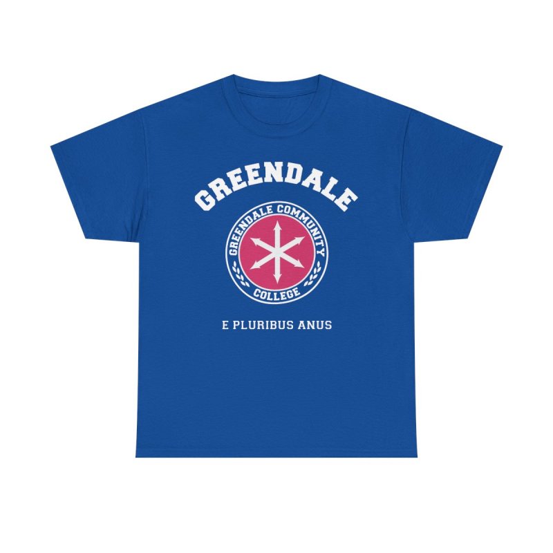 Greendale Community College T-Shirt | Community TV Show Logo Graphic Tee | E Pluribus Anus Mascot Shirt