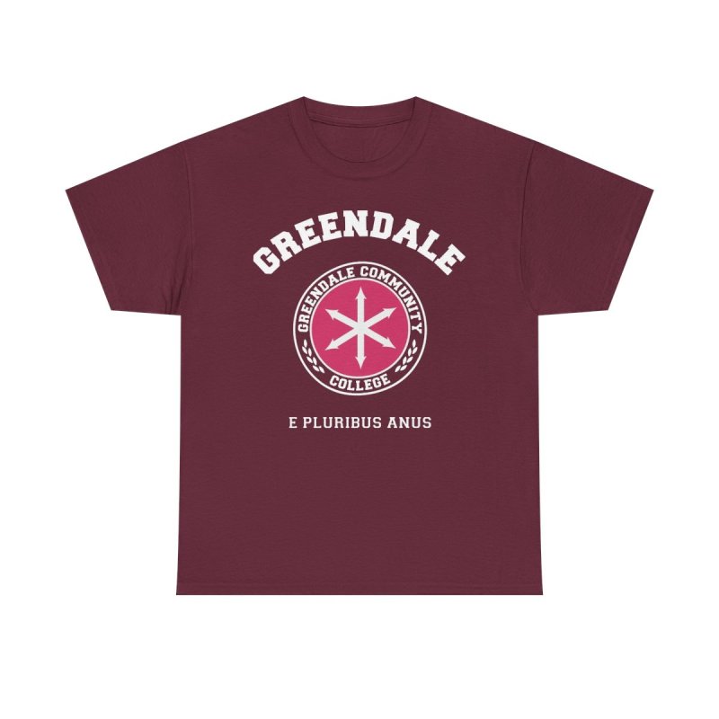 Greendale Community College T-Shirt | Community TV Show Logo Graphic Tee | E Pluribus Anus Mascot Shirt
