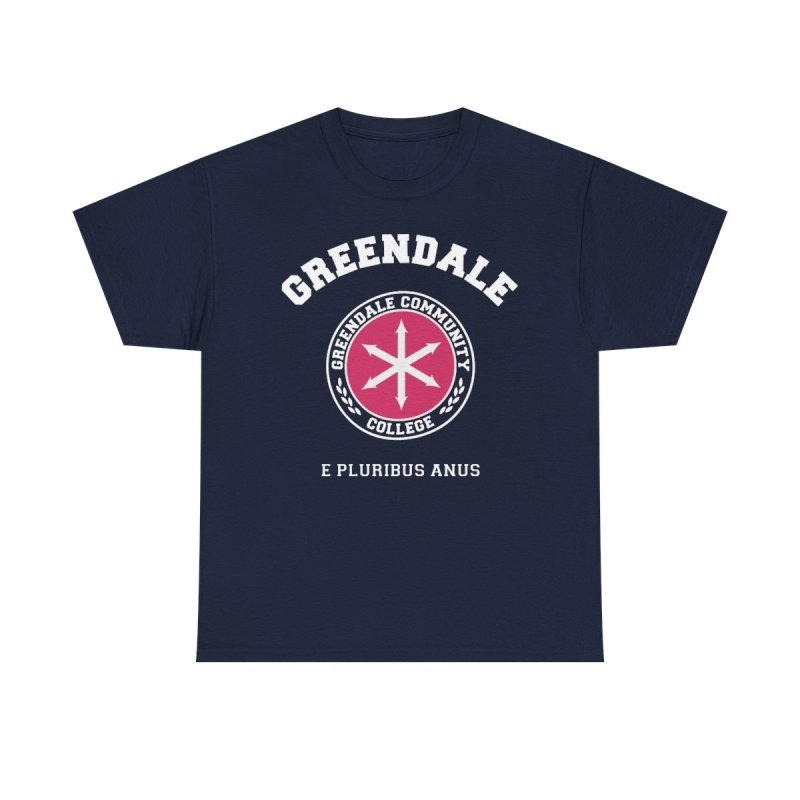 Greendale Community College T-Shirt | Community TV Show Logo Graphic Tee | E Pluribus Anus Mascot Shirt
