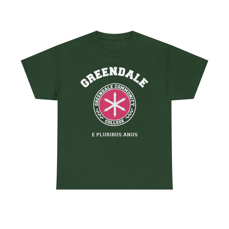 Greendale Community College T-Shirt | Community TV Show Logo Graphic Tee | E Pluribus Anus Mascot Shirt