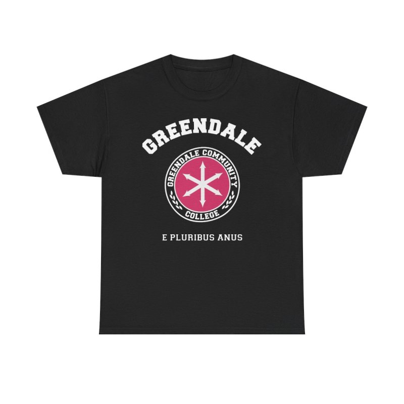 Greendale Community College T-Shirt | Community TV Show Logo Graphic Tee | E Pluribus Anus Mascot Shirt