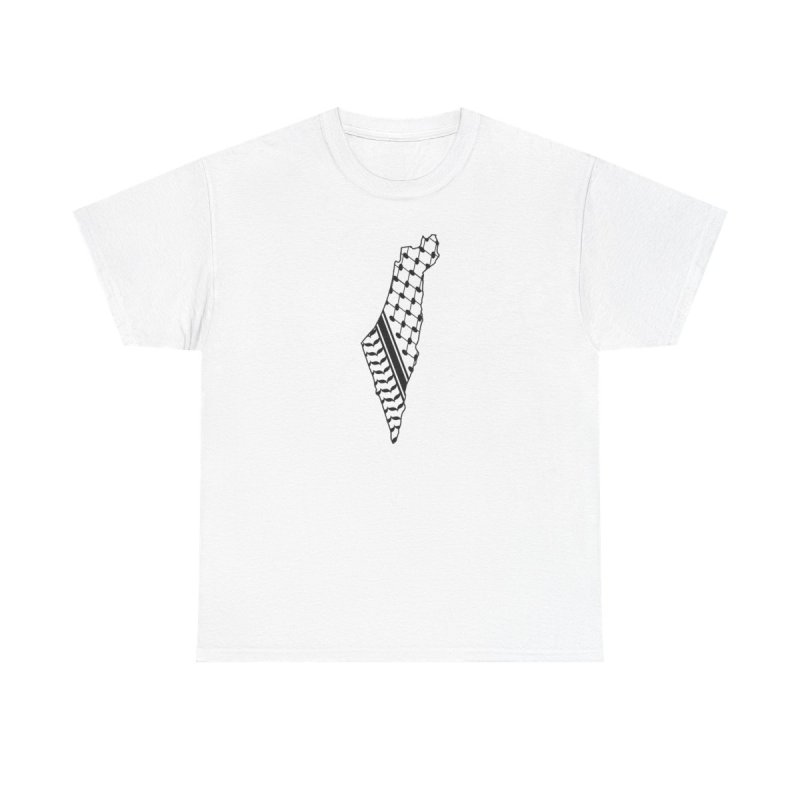 Palestine Map Keffiyeh T-Shirt | Traditional Fishnet Pattern | Palestinian Heritage Solidarity Shirt