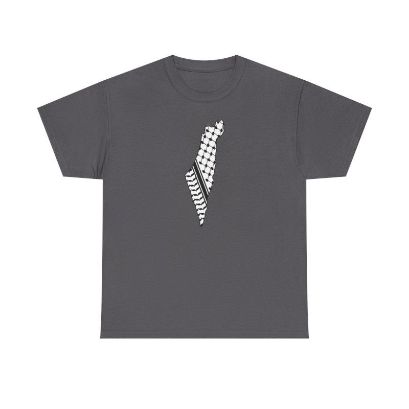 Palestine Map Keffiyeh T-Shirt | Traditional Fishnet Pattern | Palestinian Heritage Solidarity Shirt