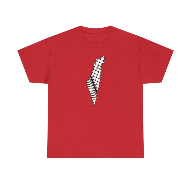 Palestine Map Keffiyeh T-Shirt | Traditional Fishnet Pattern | Palestinian Heritage Solidarity Shirt