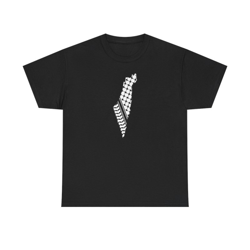 Palestine Map Keffiyeh T-Shirt | Traditional Fishnet Pattern | Palestinian Heritage Solidarity Shirt