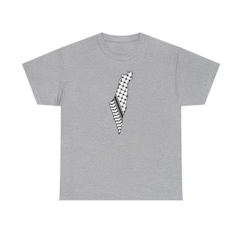 Palestine Map Keffiyeh T-Shirt | Traditional Fishnet Pattern | Palestinian Heritage Solidarity Shirt