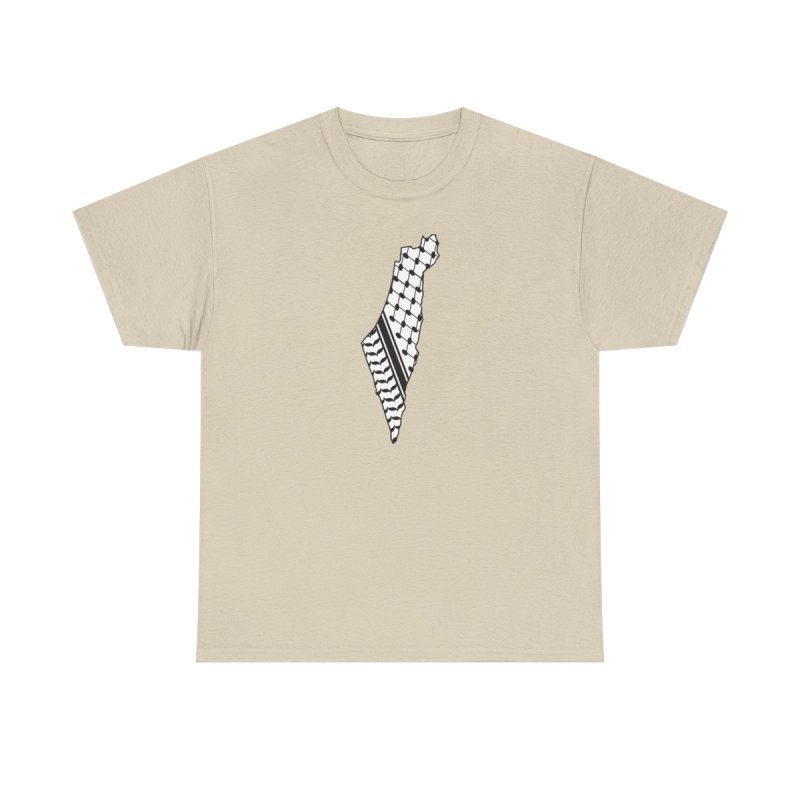 Palestine Map Keffiyeh T-Shirt | Traditional Fishnet Pattern | Palestinian Heritage Solidarity Shirt