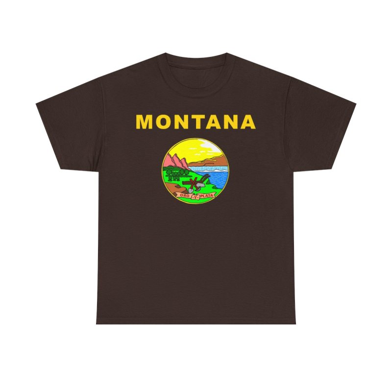 Montana State Flag T-Shirt | Montana State Seal Graphic Tee | Oro y Plata Treasure State Shirt