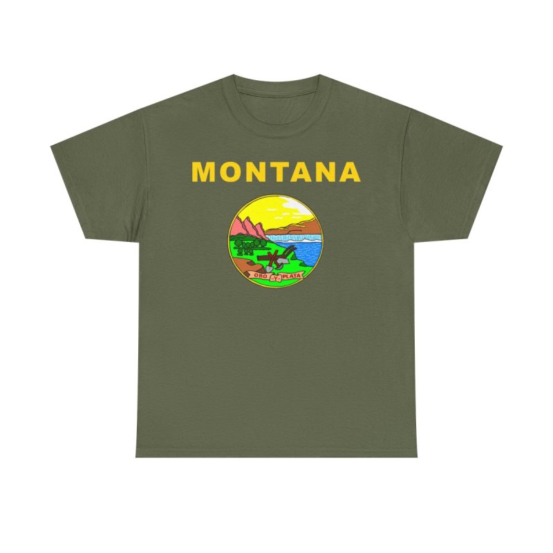 Montana State Flag T-Shirt | Montana State Seal Graphic Tee | Oro y Plata Treasure State Shirt