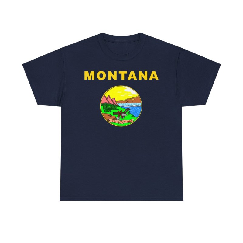 Montana State Flag T-Shirt | Montana State Seal Graphic Tee | Oro y Plata Treasure State Shirt