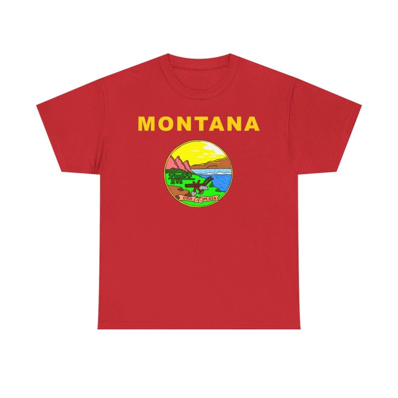 Montana State Flag T-Shirt | Montana State Seal Graphic Tee | Oro y Plata Treasure State Shirt