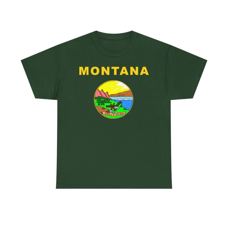 Montana State Flag T-Shirt | Montana State Seal Graphic Tee | Oro y Plata Treasure State Shirt