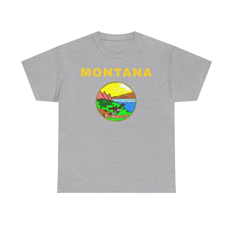 Montana State Flag T-Shirt | Montana State Seal Graphic Tee | Oro y Plata Treasure State Shirt