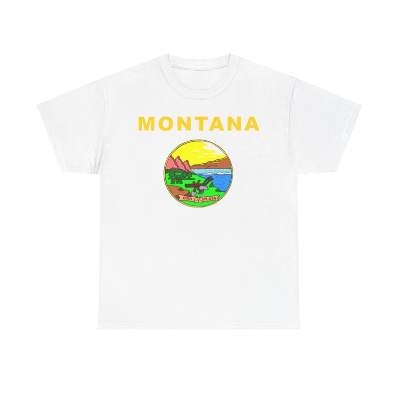 Montana State Flag T-Shirt | Montana State Seal Graphic Tee | Oro y Plata Treasure State Shirt