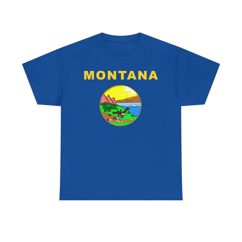 Montana State Flag T-Shirt | Montana State Seal Graphic Tee | Oro y Plata Treasure State Shirt