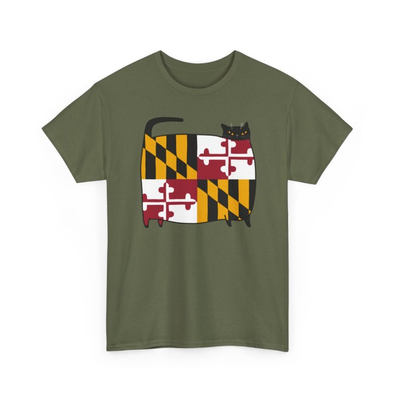 Maryland Flag Cat T-Shirt | MD State Pride Graphic Tee | Funny Marylander Gift Shirt