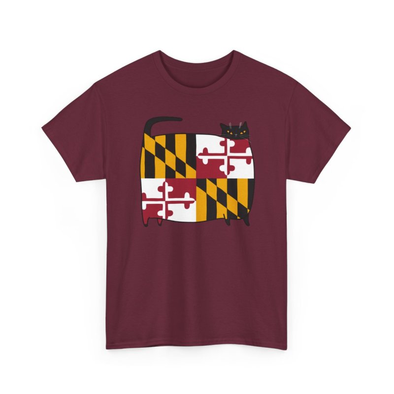 Maryland Flag Cat T-Shirt | MD State Pride Graphic Tee | Funny Marylander Gift Shirt