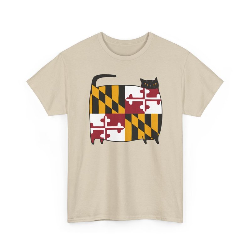 Maryland Flag Cat T-Shirt | MD State Pride Graphic Tee | Funny Marylander Gift Shirt