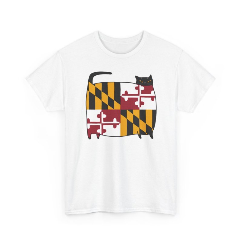 Maryland Flag Cat T-Shirt | MD State Pride Graphic Tee | Funny Marylander Gift Shirt
