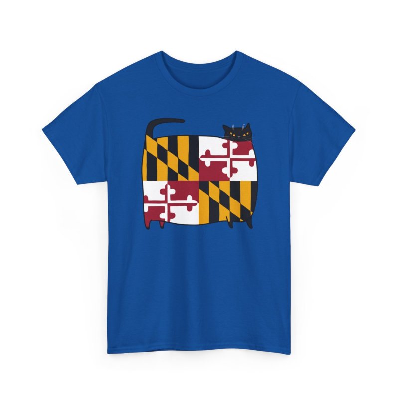 Maryland Flag Cat T-Shirt | MD State Pride Graphic Tee | Funny Marylander Gift Shirt