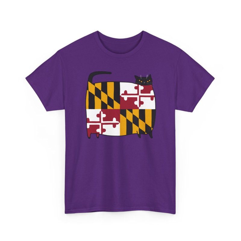 Maryland Flag Cat T-Shirt | MD State Pride Graphic Tee | Funny Marylander Gift Shirt