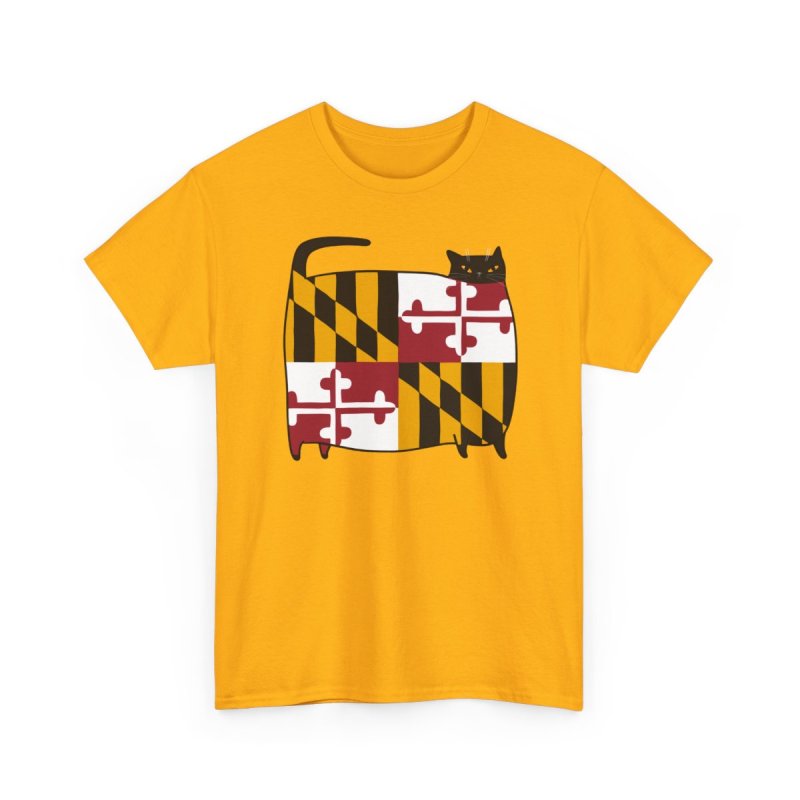 Maryland Flag Cat T-Shirt | MD State Pride Graphic Tee | Funny Marylander Gift Shirt
